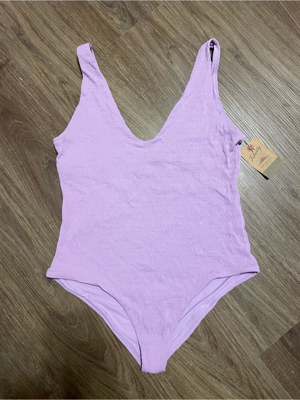 Faherty Lavender Purple Scoop-Back Textured One-Piece Swimsuit